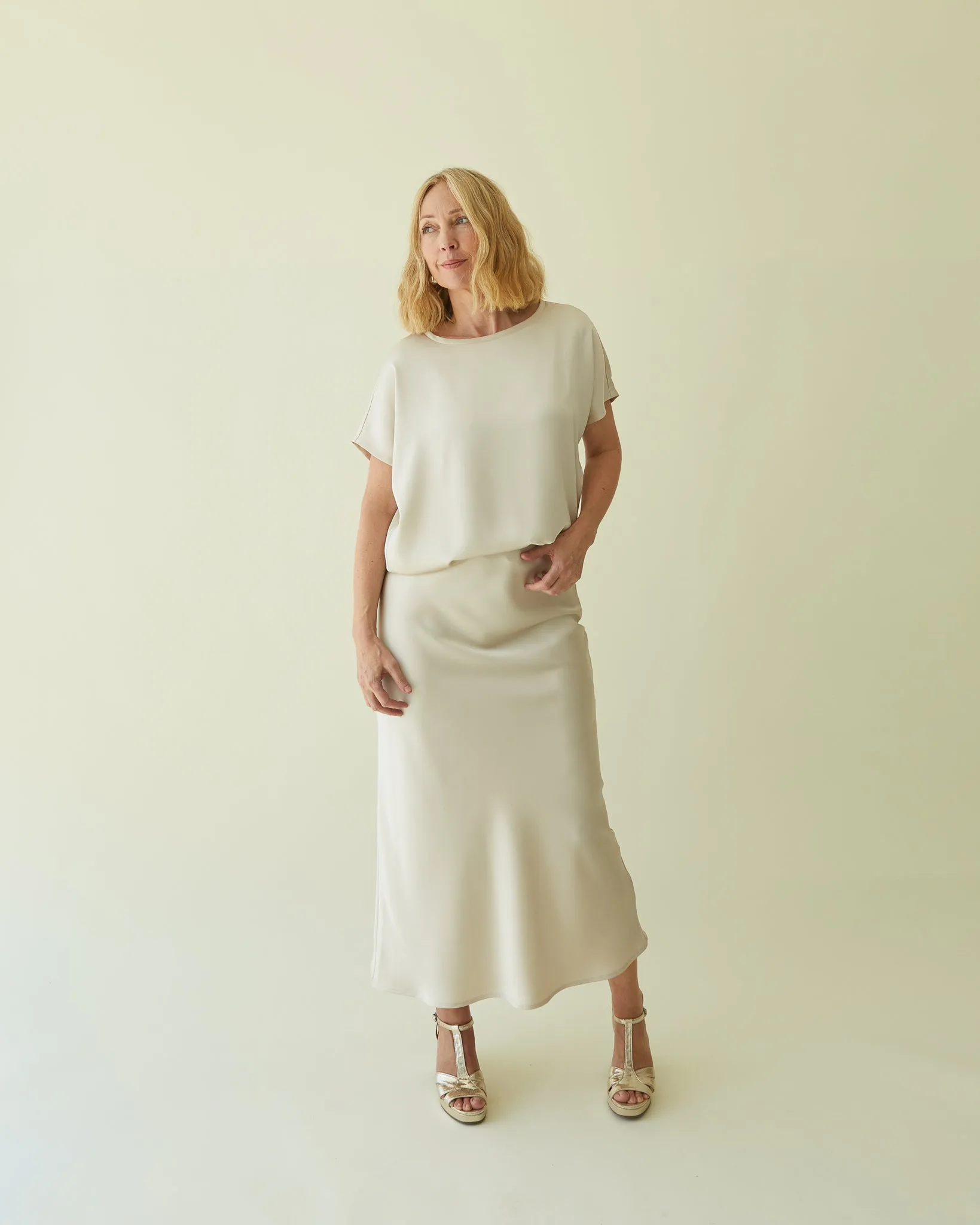 CHALK MAEVE SKIRT | CHAMPAGNE