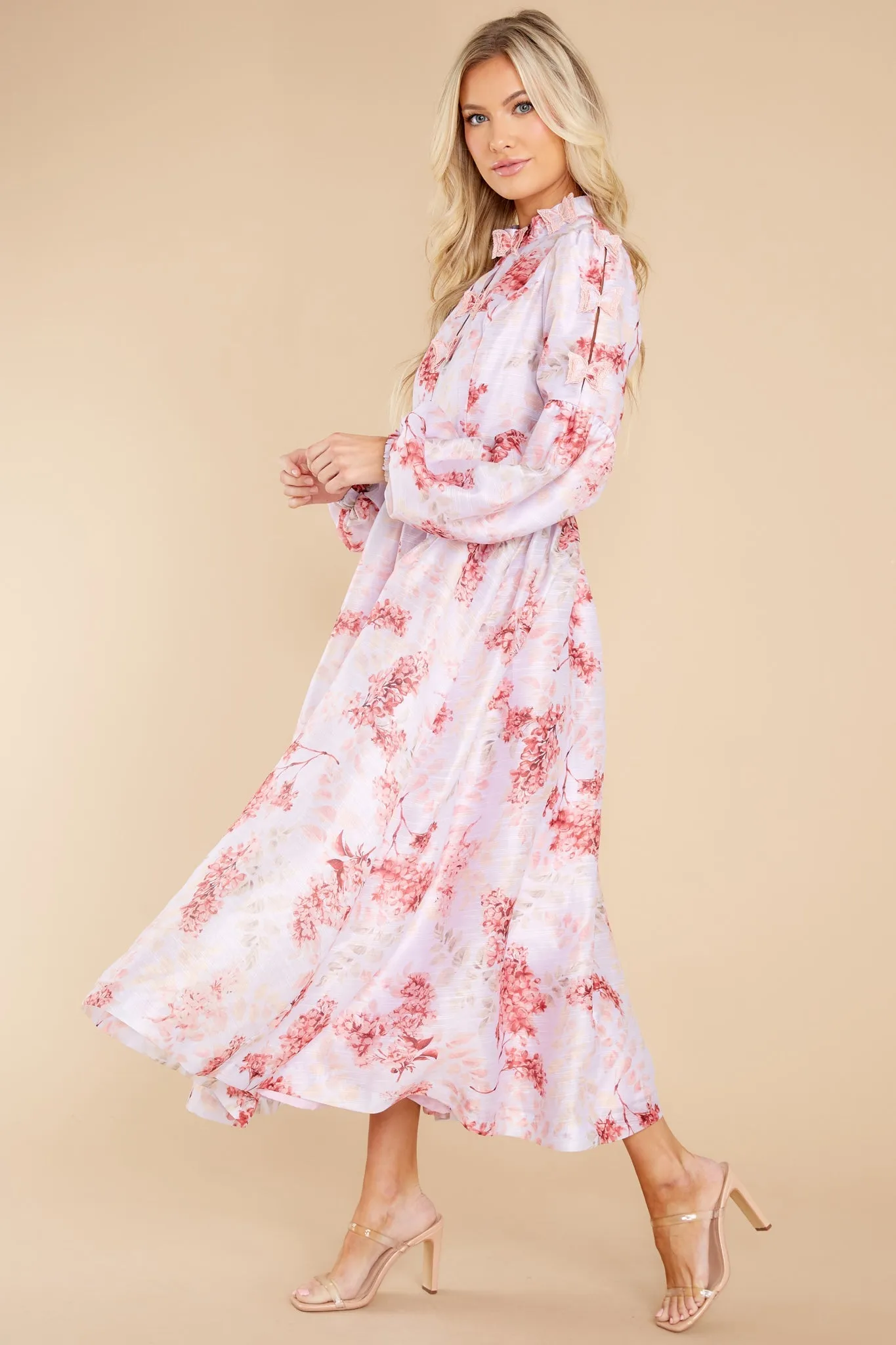 Chasing Butterflies Pink Floral Print Maxi Dress