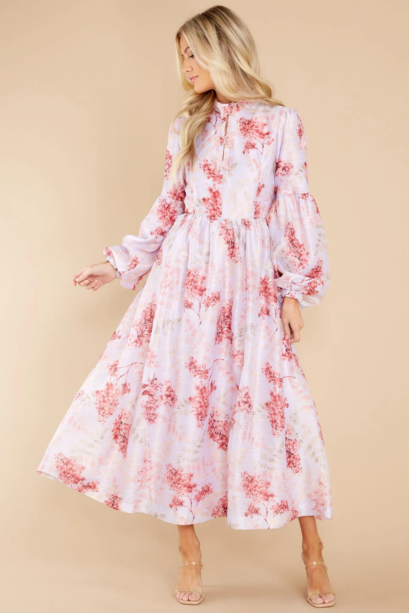 Chasing Butterflies Pink Floral Print Maxi Dress