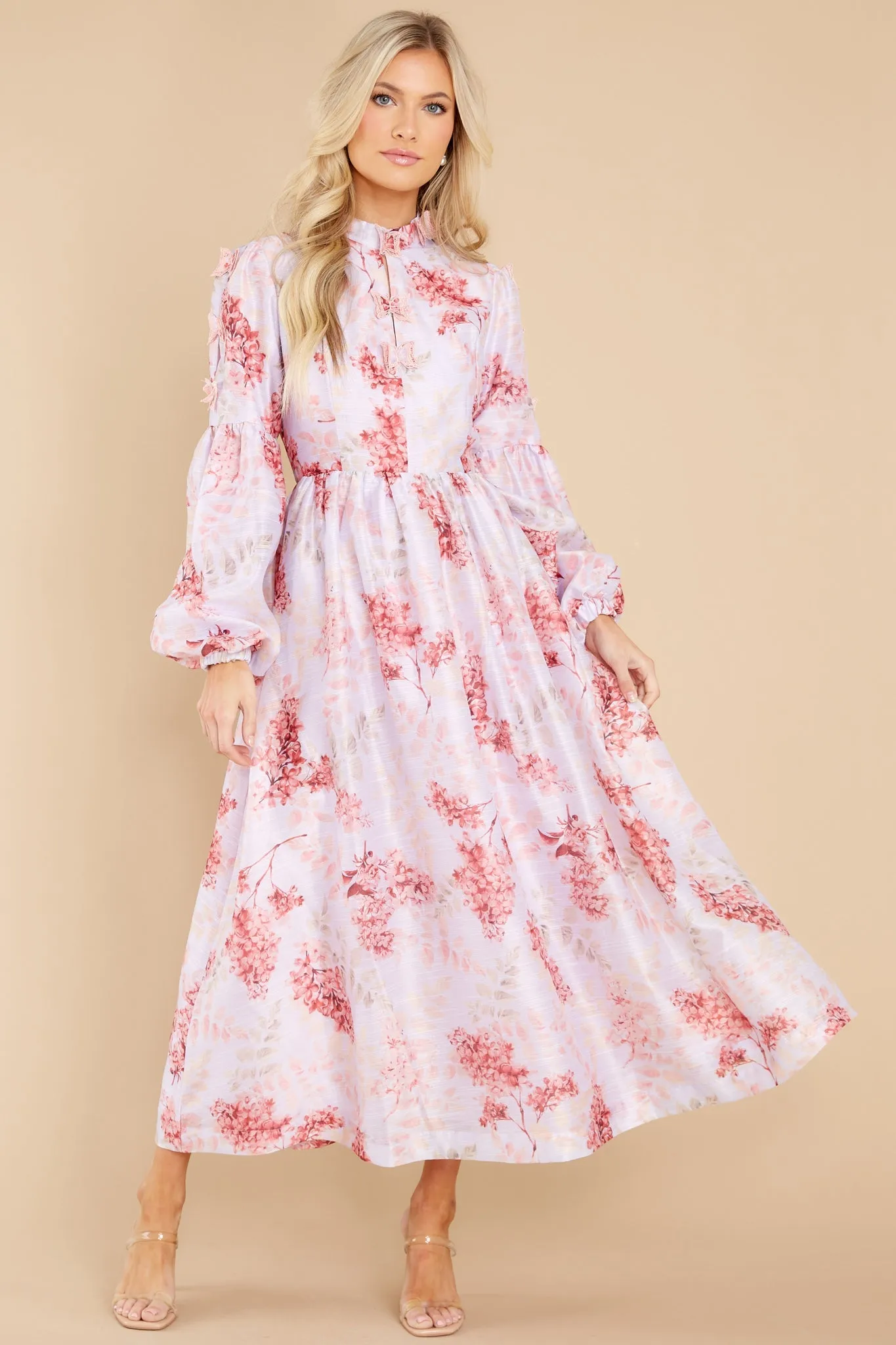 Chasing Butterflies Pink Floral Print Maxi Dress