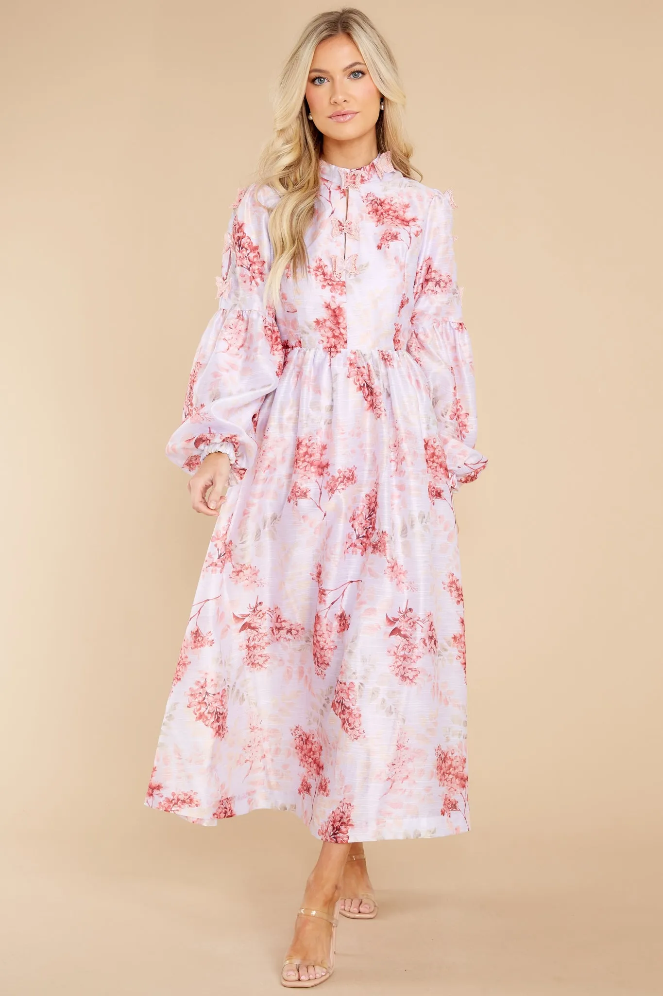 Chasing Butterflies Pink Floral Print Maxi Dress