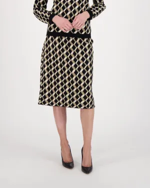 Chevron Jacquard Jersey Midi Skirt