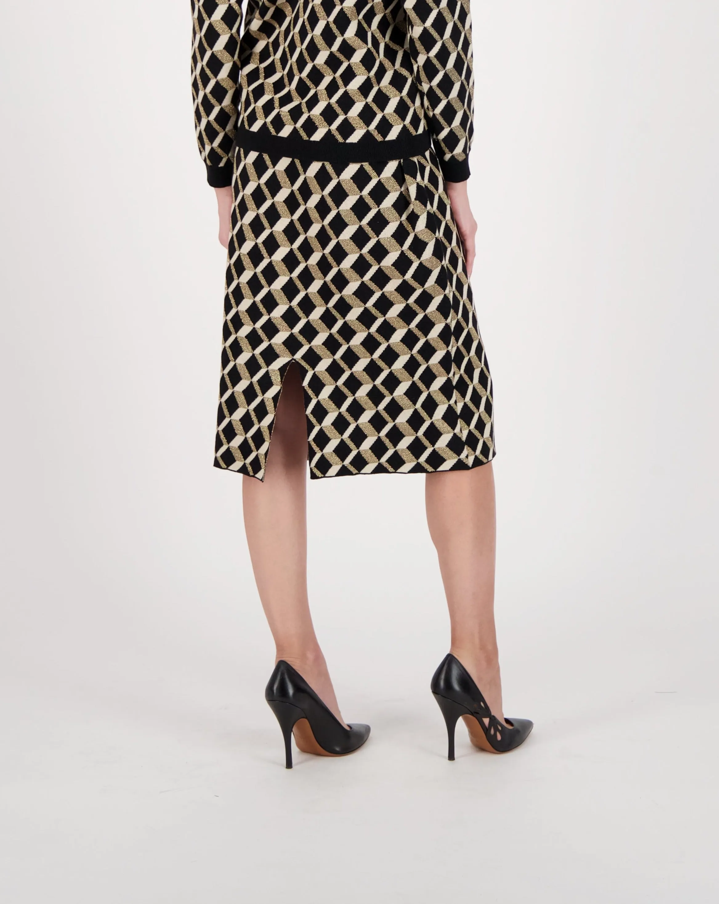 Chevron Jacquard Jersey Midi Skirt