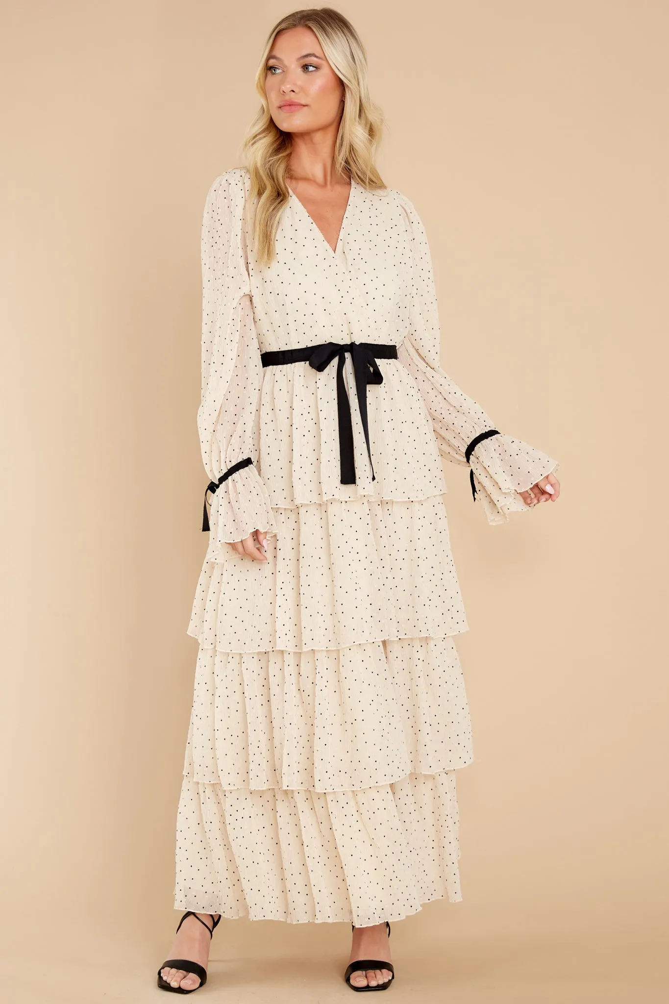 Chic Adoration Ivory Polka Dot Maxi Dress