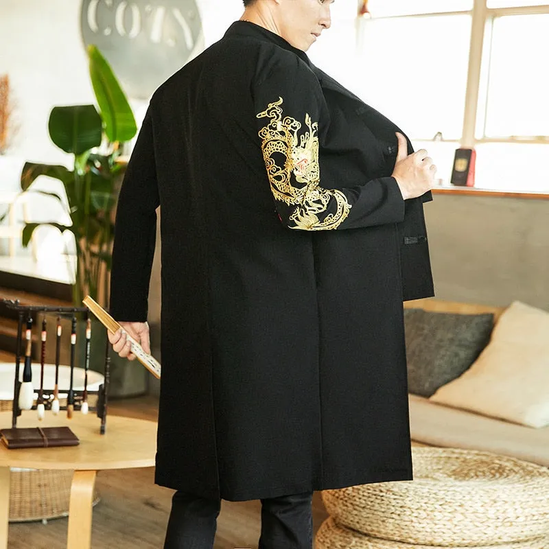 Chinese Dragon Gold Embroidery Long Coat