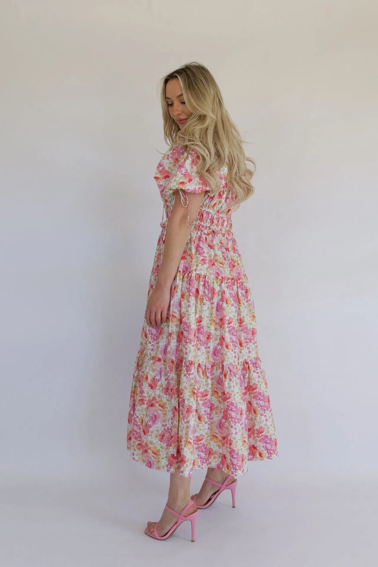 Clara Pink Tiered Maxi Dress