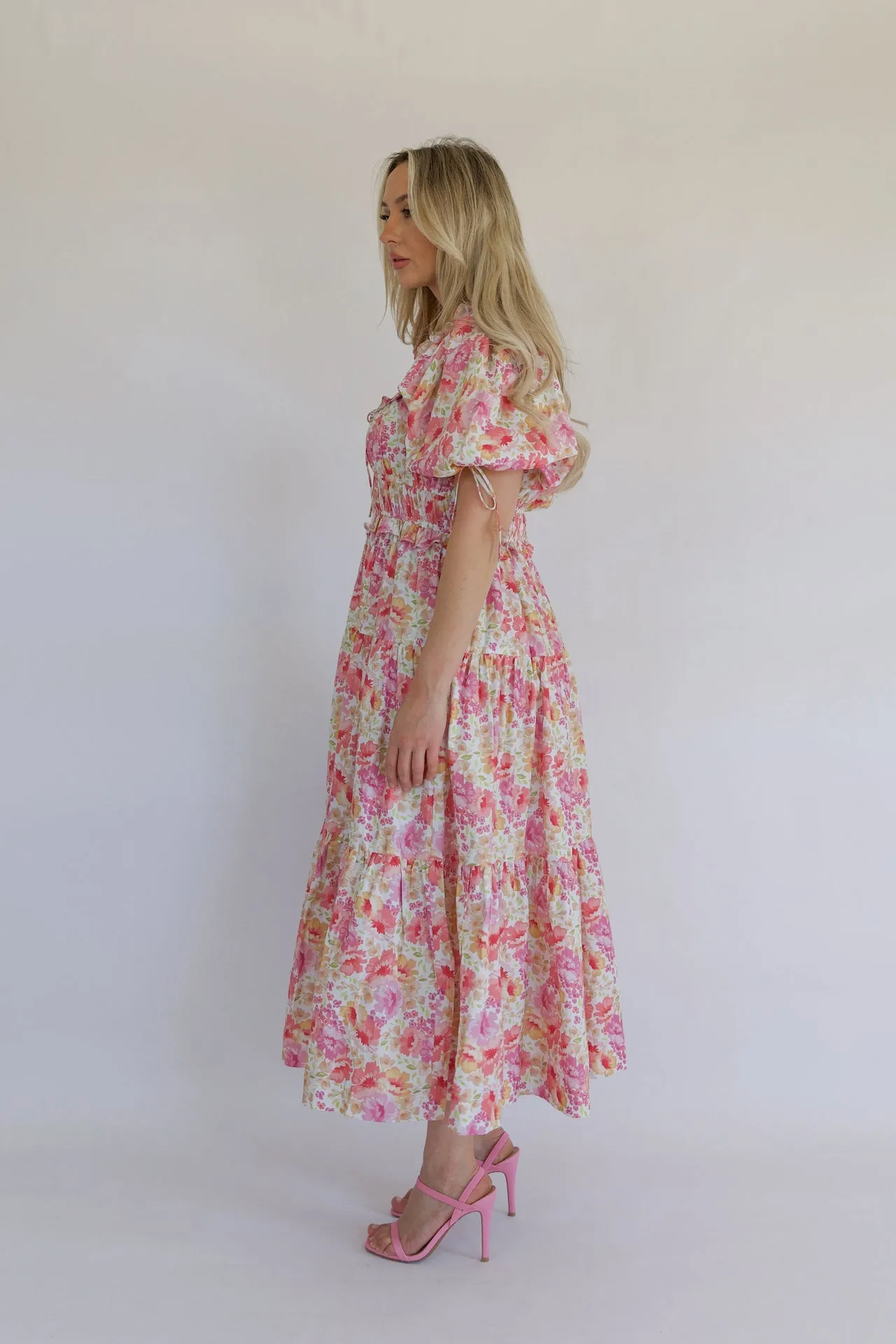 Clara Pink Tiered Maxi Dress