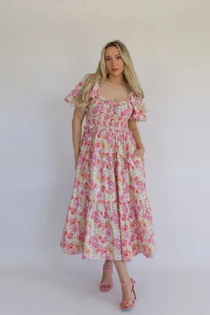 Clara Pink Tiered Maxi Dress