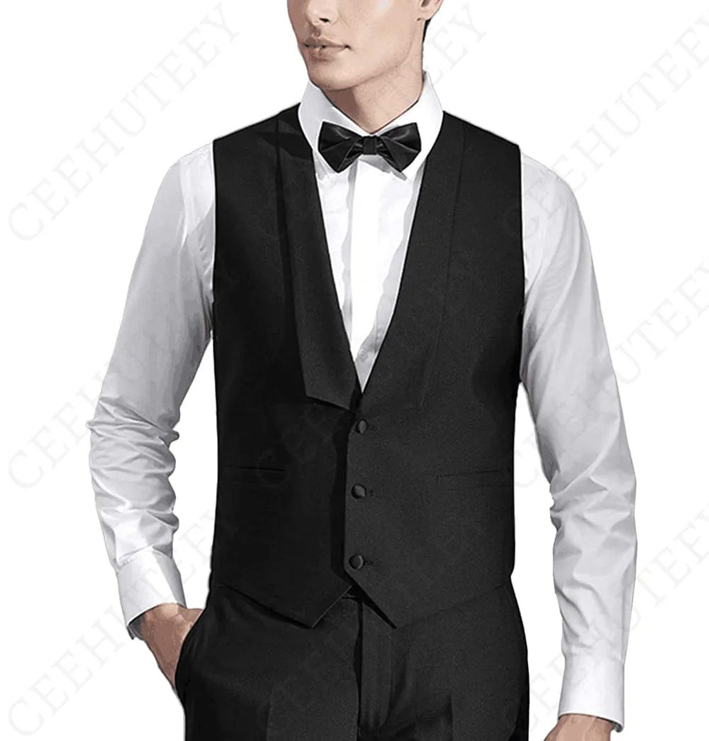 Classic Men's 3 Pieces Tailcoat Slim Fit Peak Lapel Tuxedos Swallow-Tailed Coat Groomsmen (Blazer vest Pants)