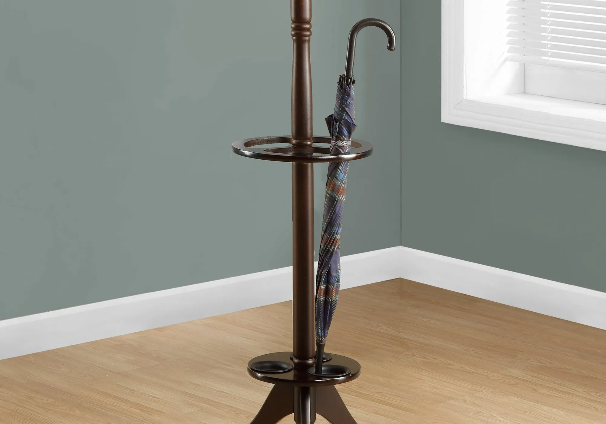 Coat Rack - 71"H / Dark Cherry With An Umbrella Holder