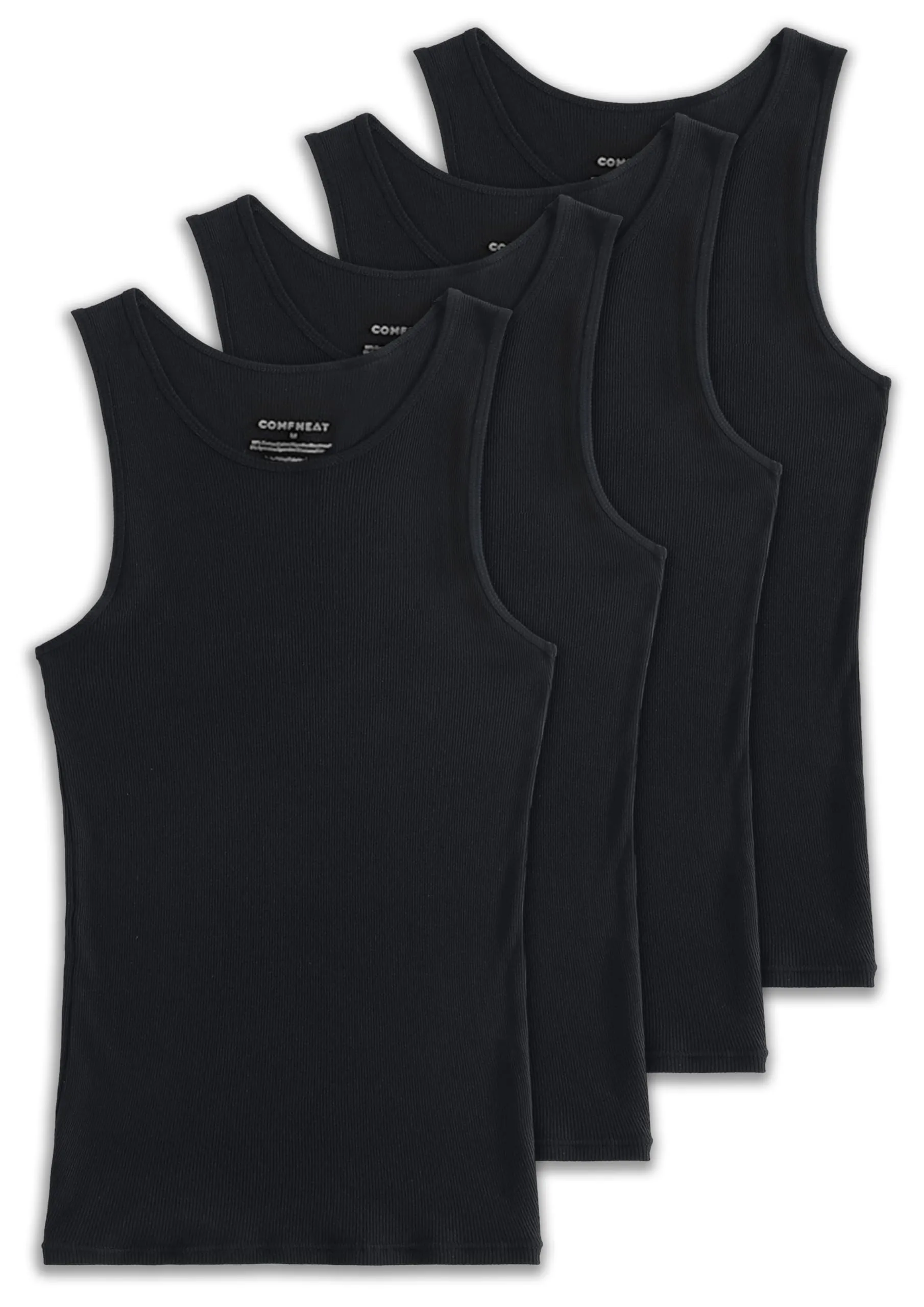 Comfneat Men's 4-Pack Big & Tall Undershirts Ribbed Cotton Tank Tops