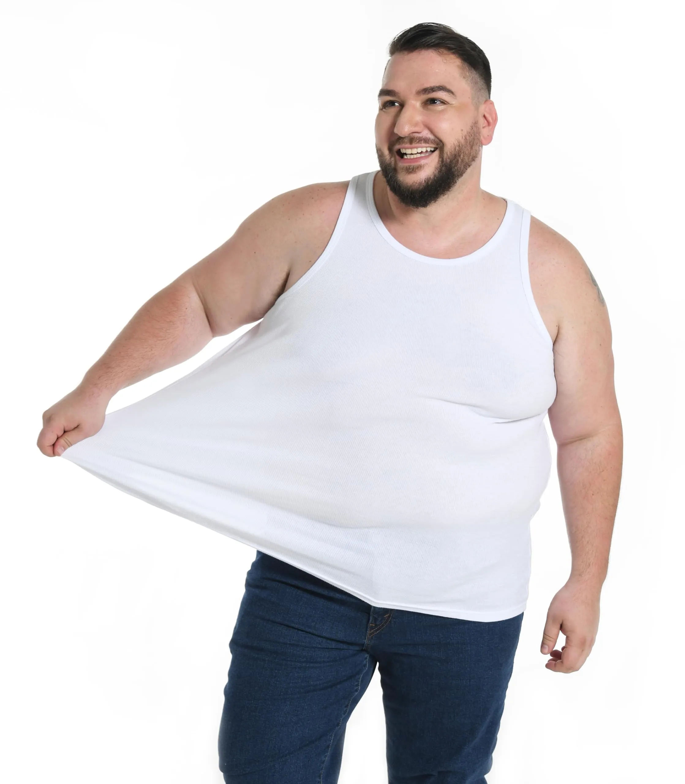 Comfneat Men's 4-Pack Big & Tall Undershirts Ribbed Cotton Tank Tops