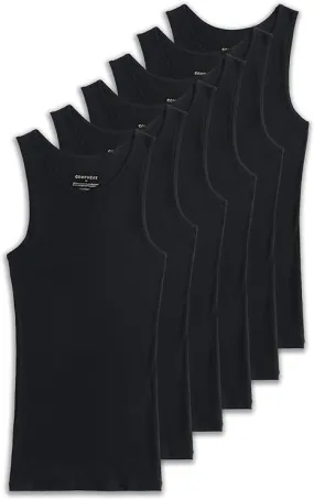 Comfneat Men's 6-Pack Ribbed Tank Tops Cotton Comfy Fit Undershirts