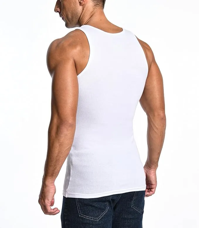 Comfneat Men's 6-Pack Ribbed Tank Tops Cotton Comfy Fit Undershirts