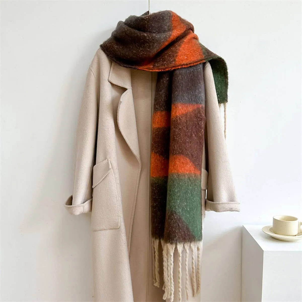 Contrast Scarf - Khaki