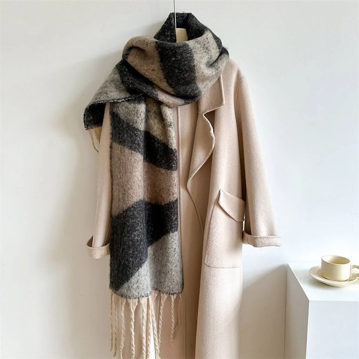 Contrast Scarf - Khaki