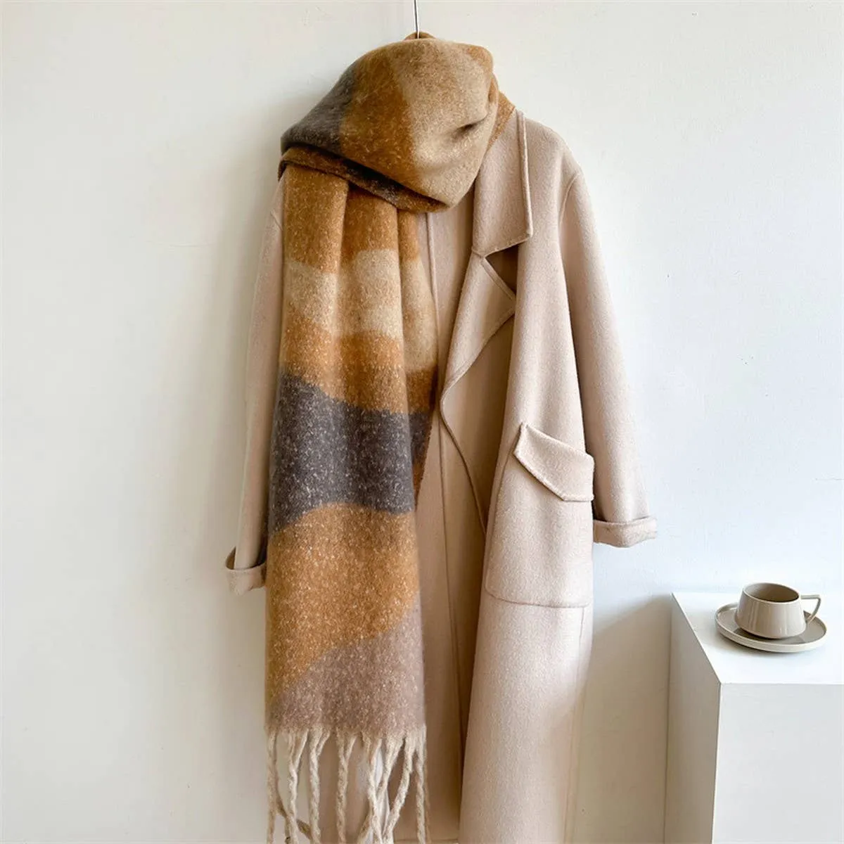 Contrast Scarf - Khaki