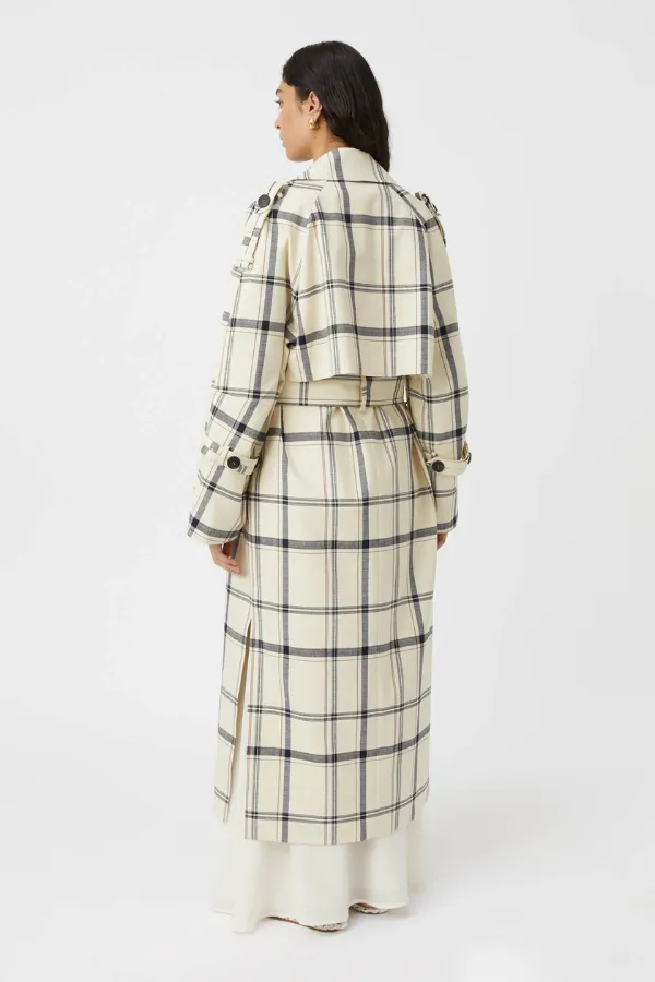 Corelia Trench Coat Cream Black Check