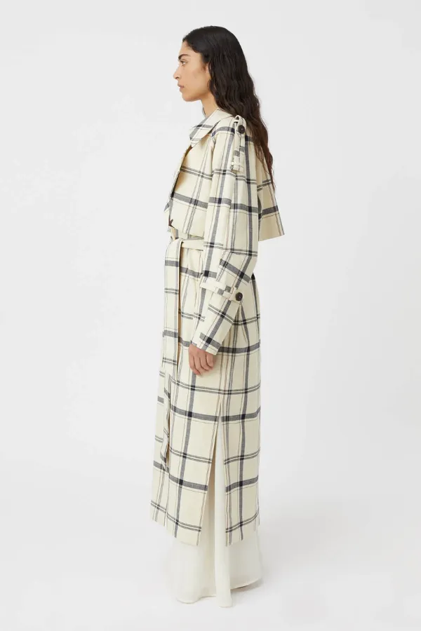 Corelia Trench Coat Cream Black Check