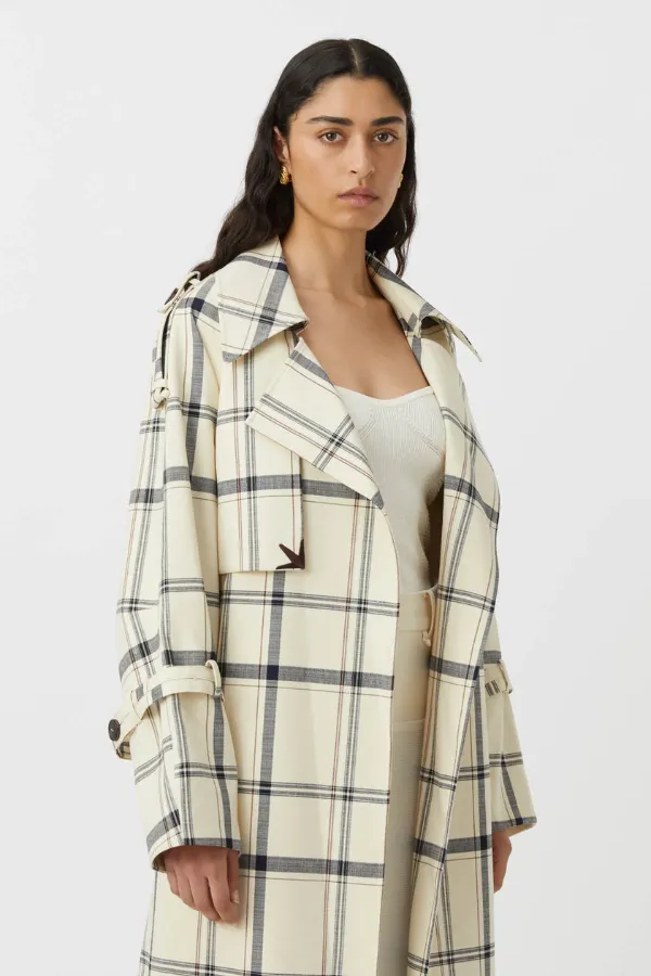 Corelia Trench Coat Cream Black Check