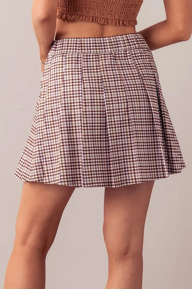 Corrine Plaid Pleated Mini Skirt