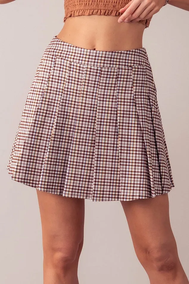 Corrine Plaid Pleated Mini Skirt