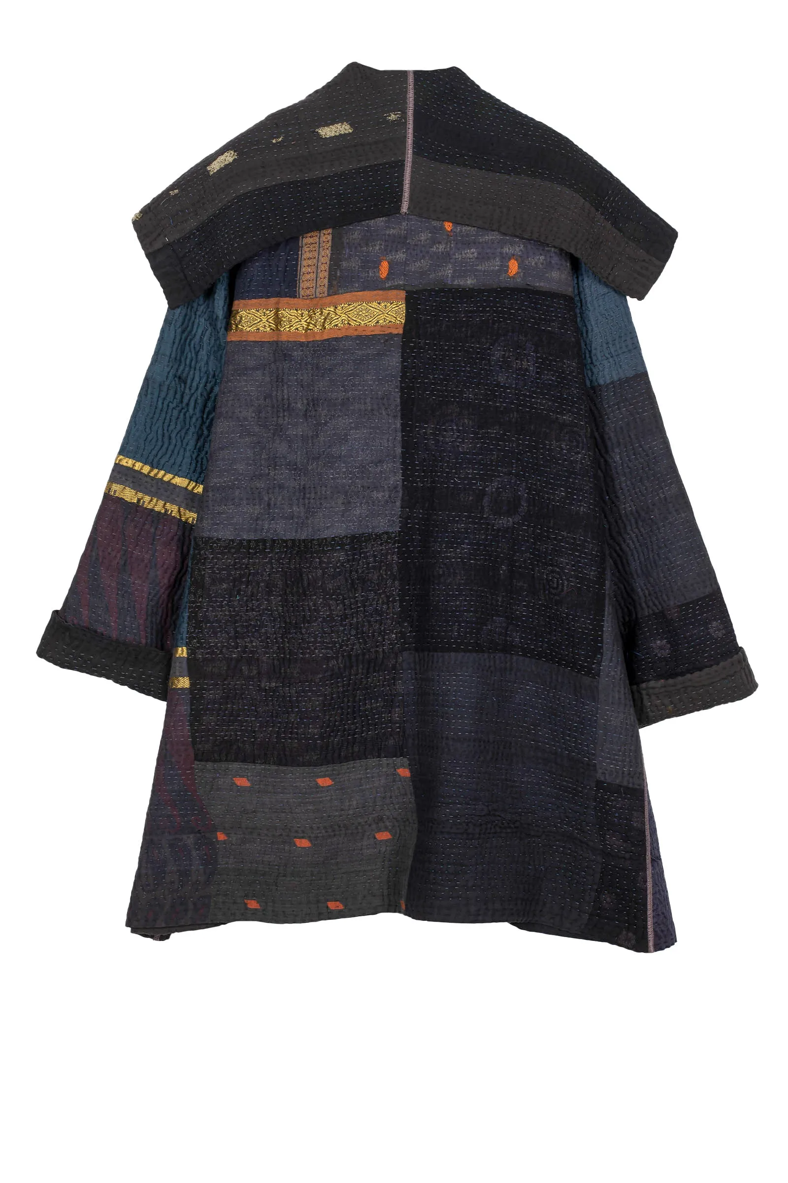 COTTON SILK SW PATCH KANTHA POCKET COAT