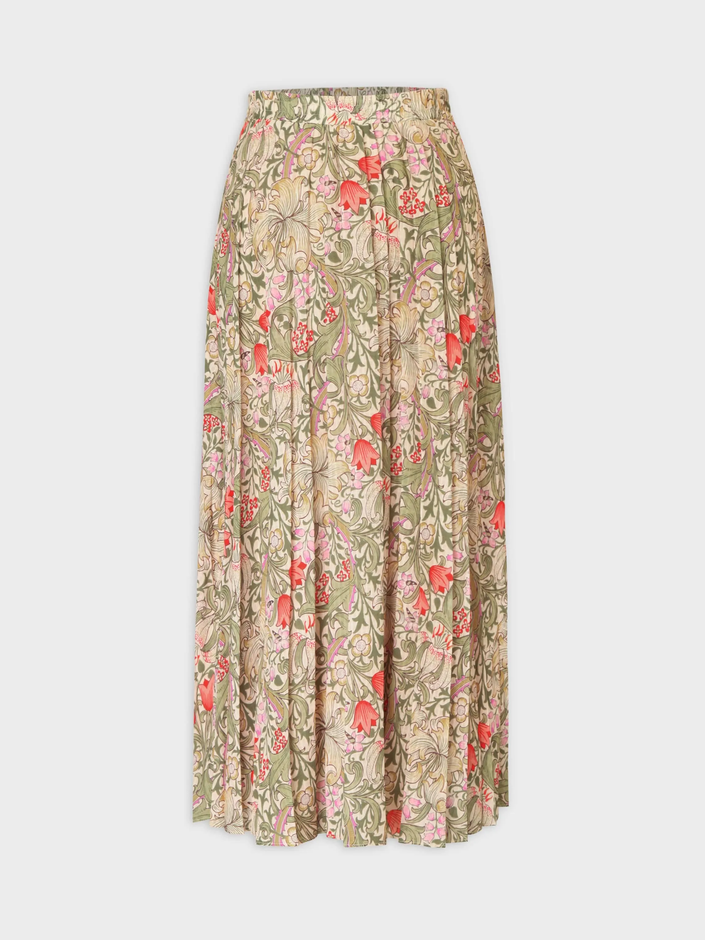 Covered Band Pleated Skirt 37"-Antique Floral