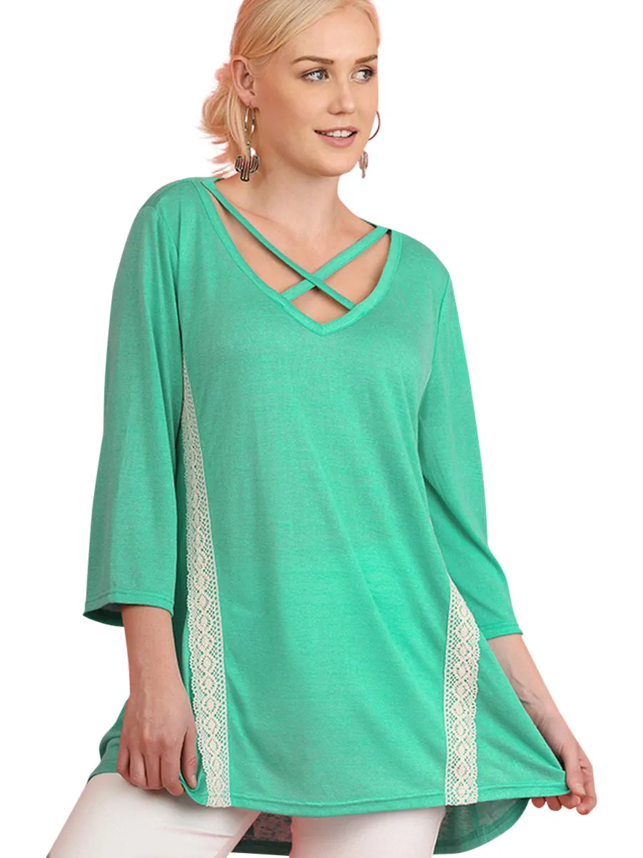 Criss Cross Crochet Tunic, Green