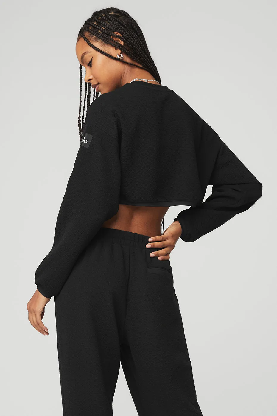 Cropped Tailored Crew Neck - Black