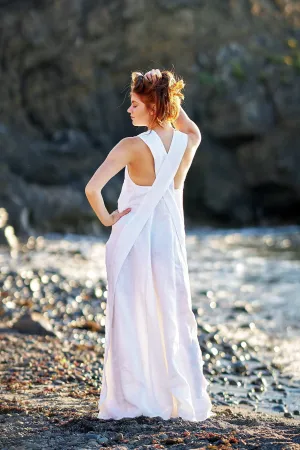 Cross-Back Linen Maxi Dress