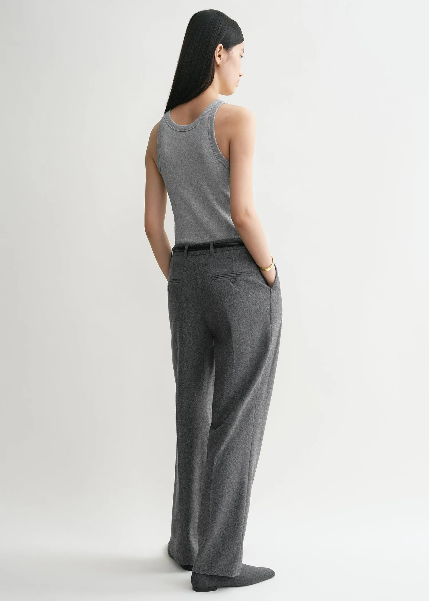 Curved rib tank grey melange