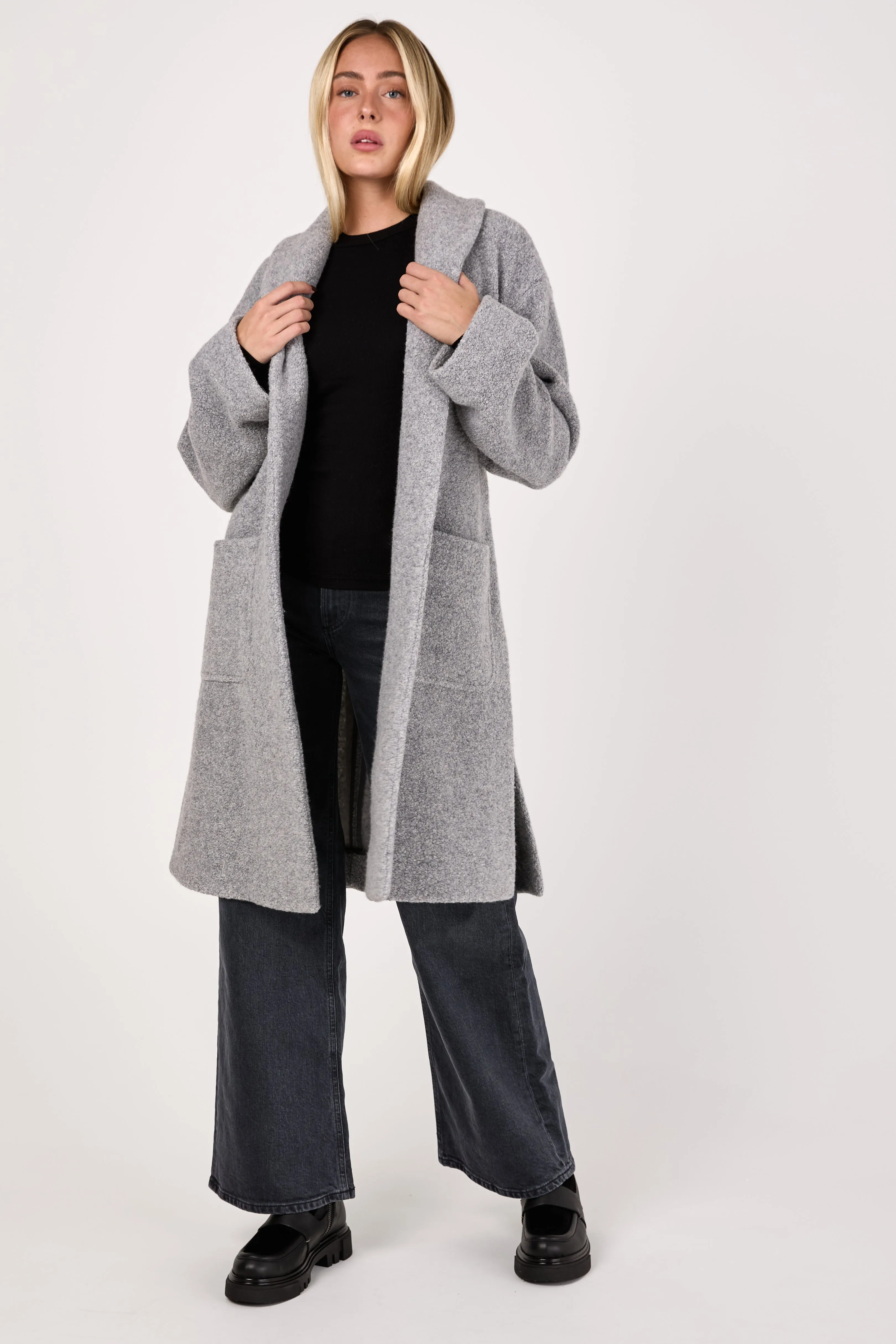 Dafne Wrap Coat in Light Grey