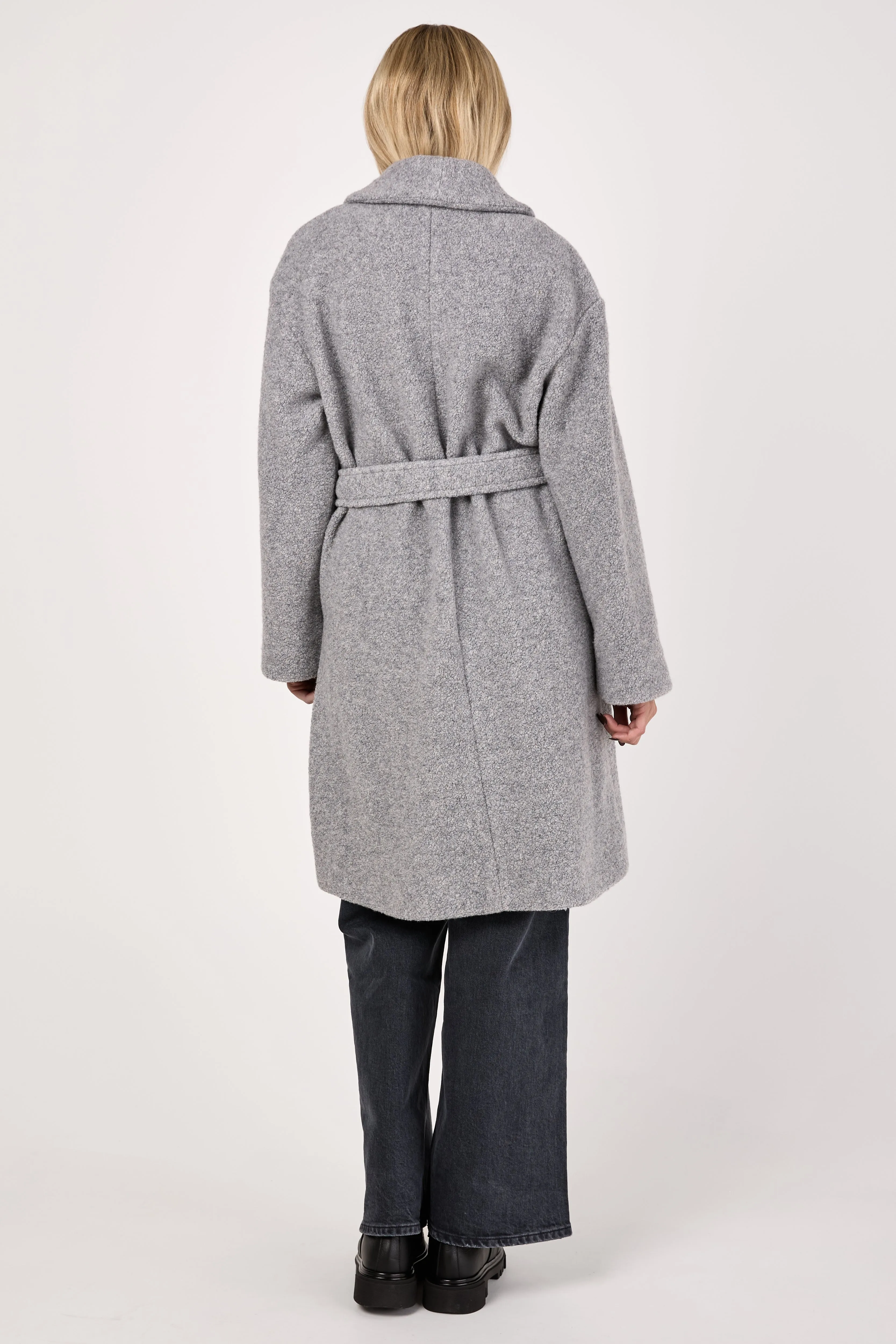 Dafne Wrap Coat in Light Grey