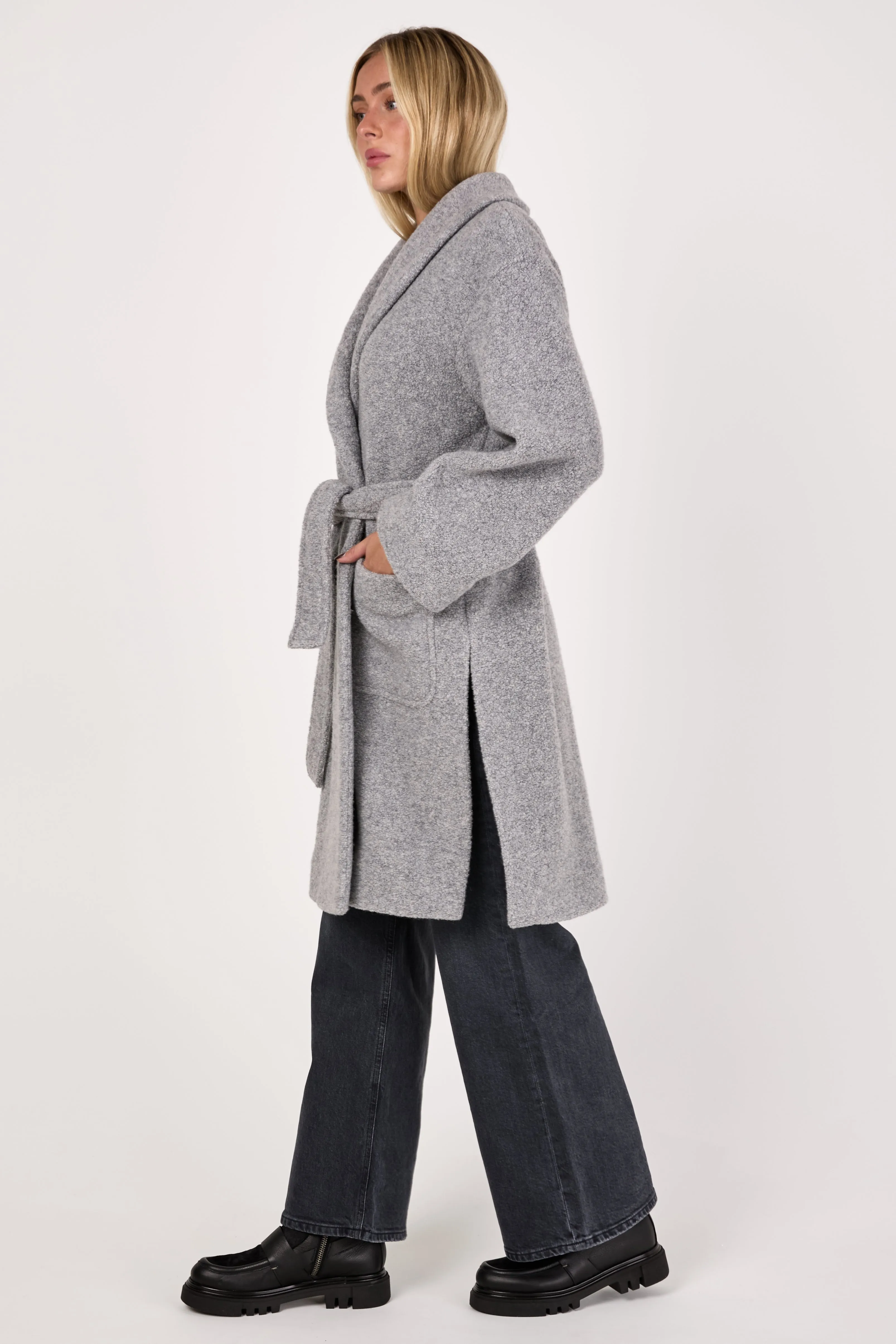 Dafne Wrap Coat in Light Grey