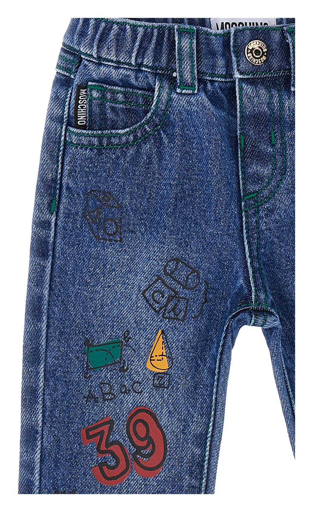 Dark Blue Baby Drawing Denim Pants