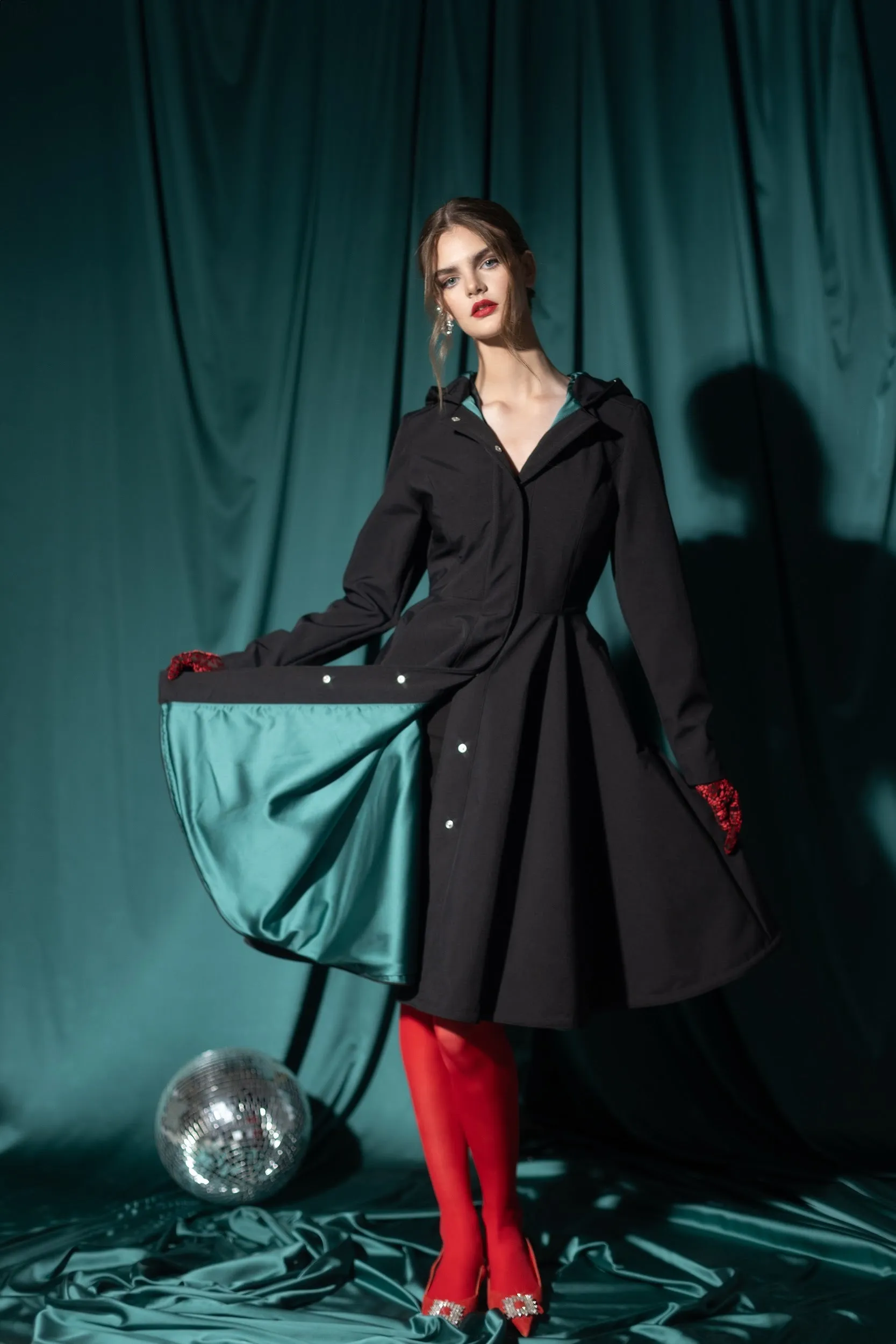 Deep Emerald Raincoat Black