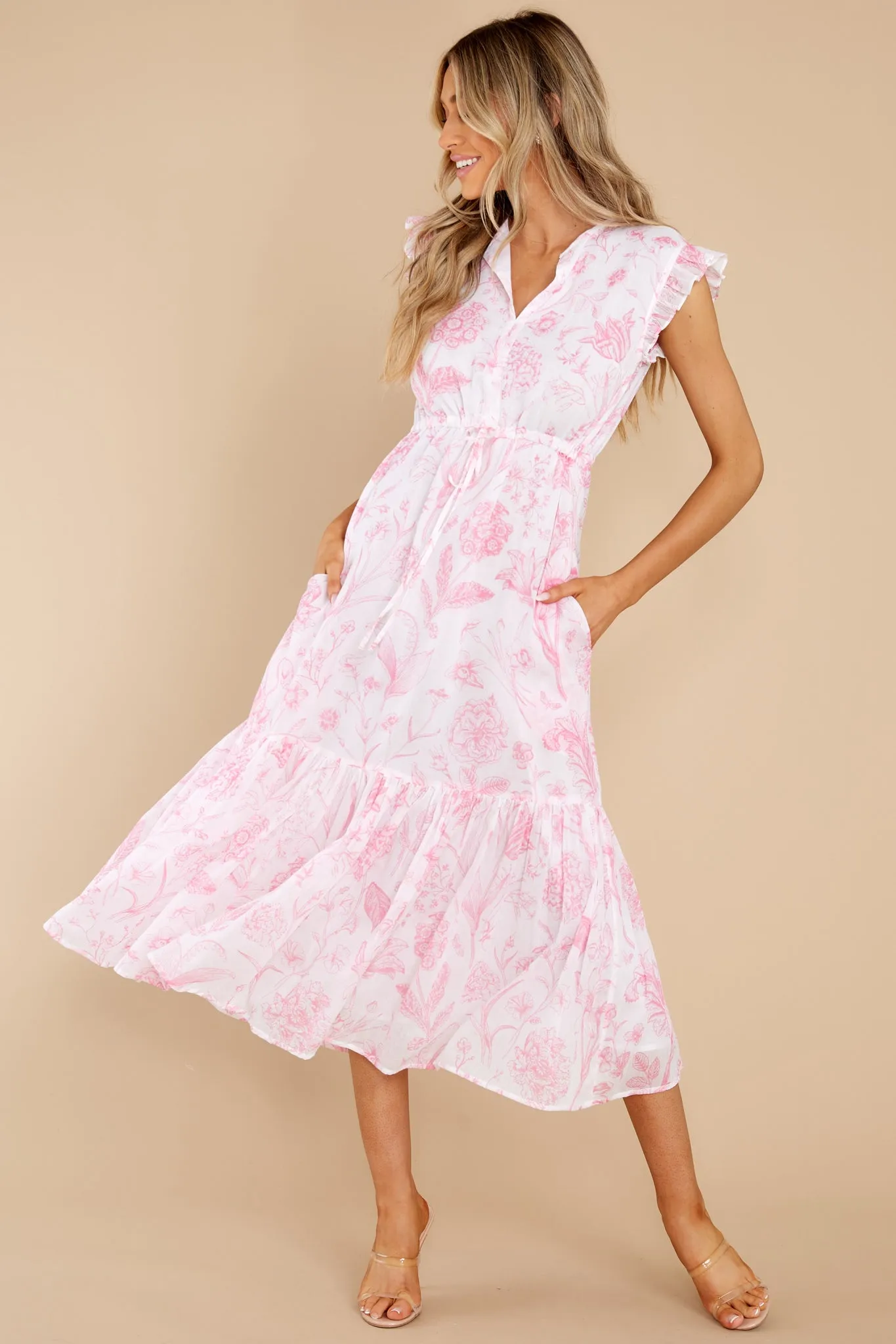 Delia Toile Pink Dress