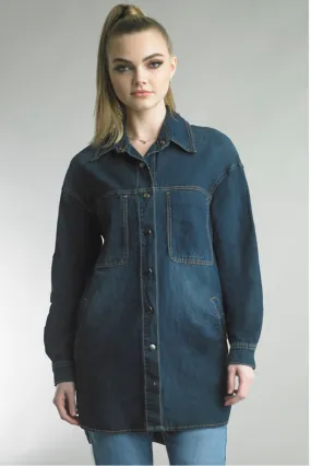 Denim Snap Button up Tunic Top