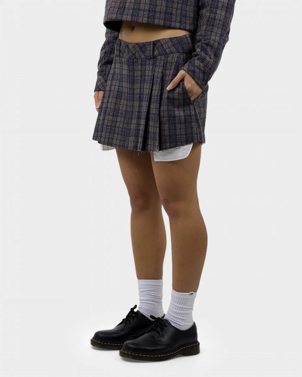 Dickies Savannah Pleated Plaid Mini Skirt