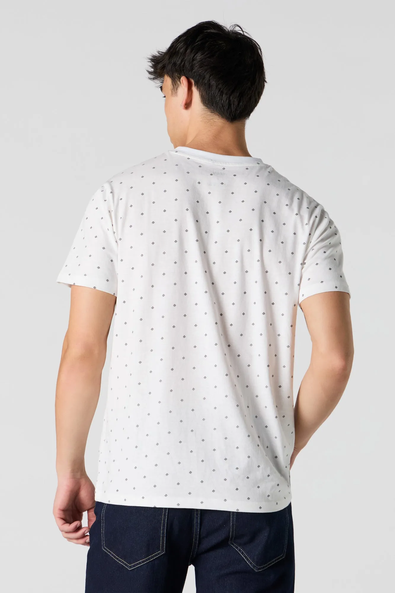 Ditsy Print Henley T-Shirt