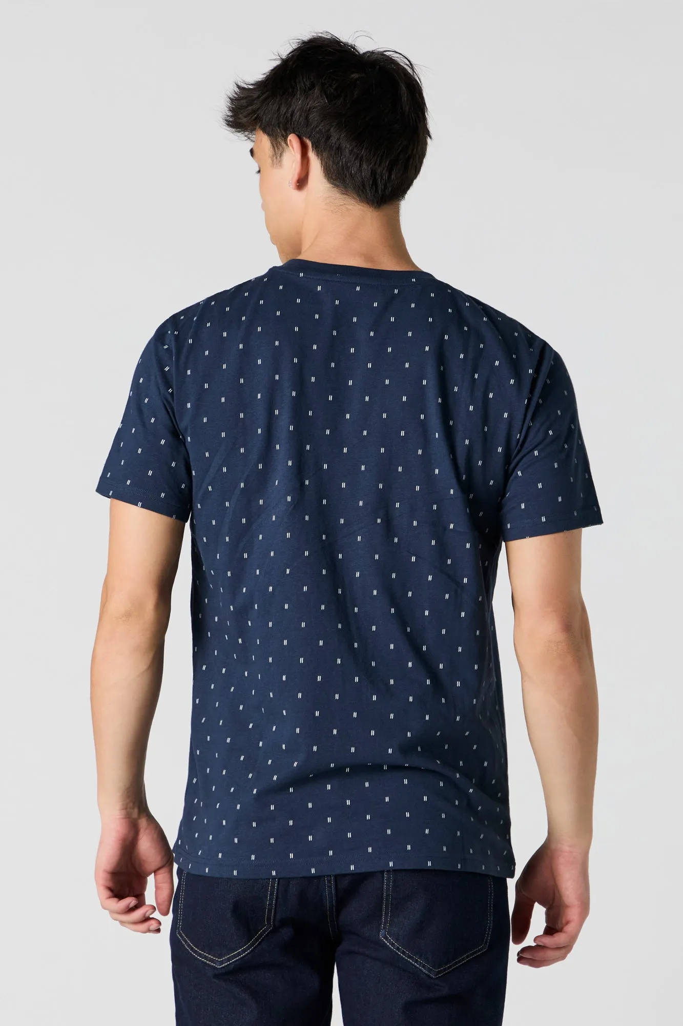 Ditsy Print Henley T-Shirt