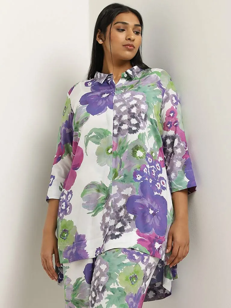 Diza Lilac Floral Printed Tunic