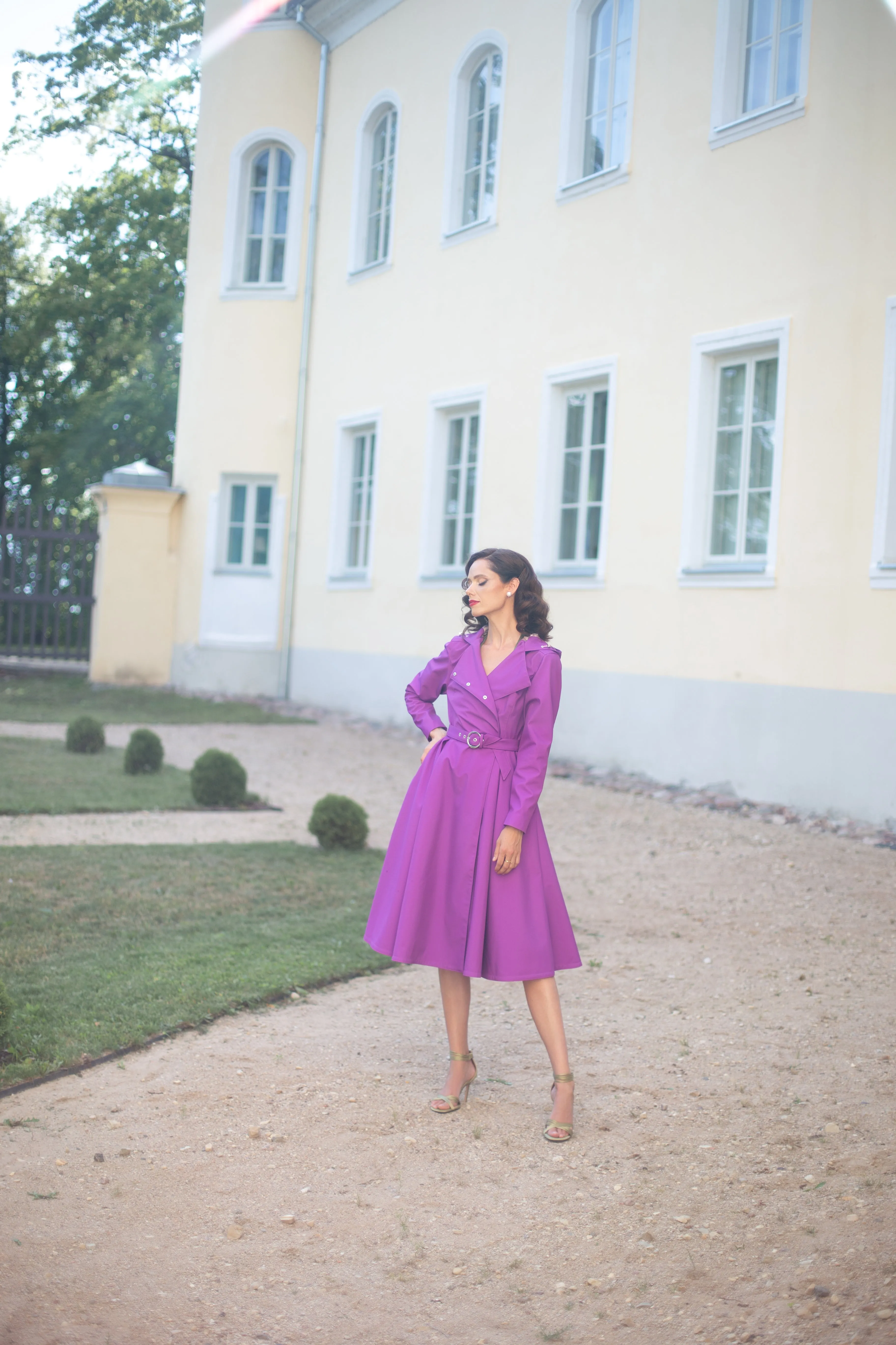 Double Breasted Trench Coat in Fuchsia