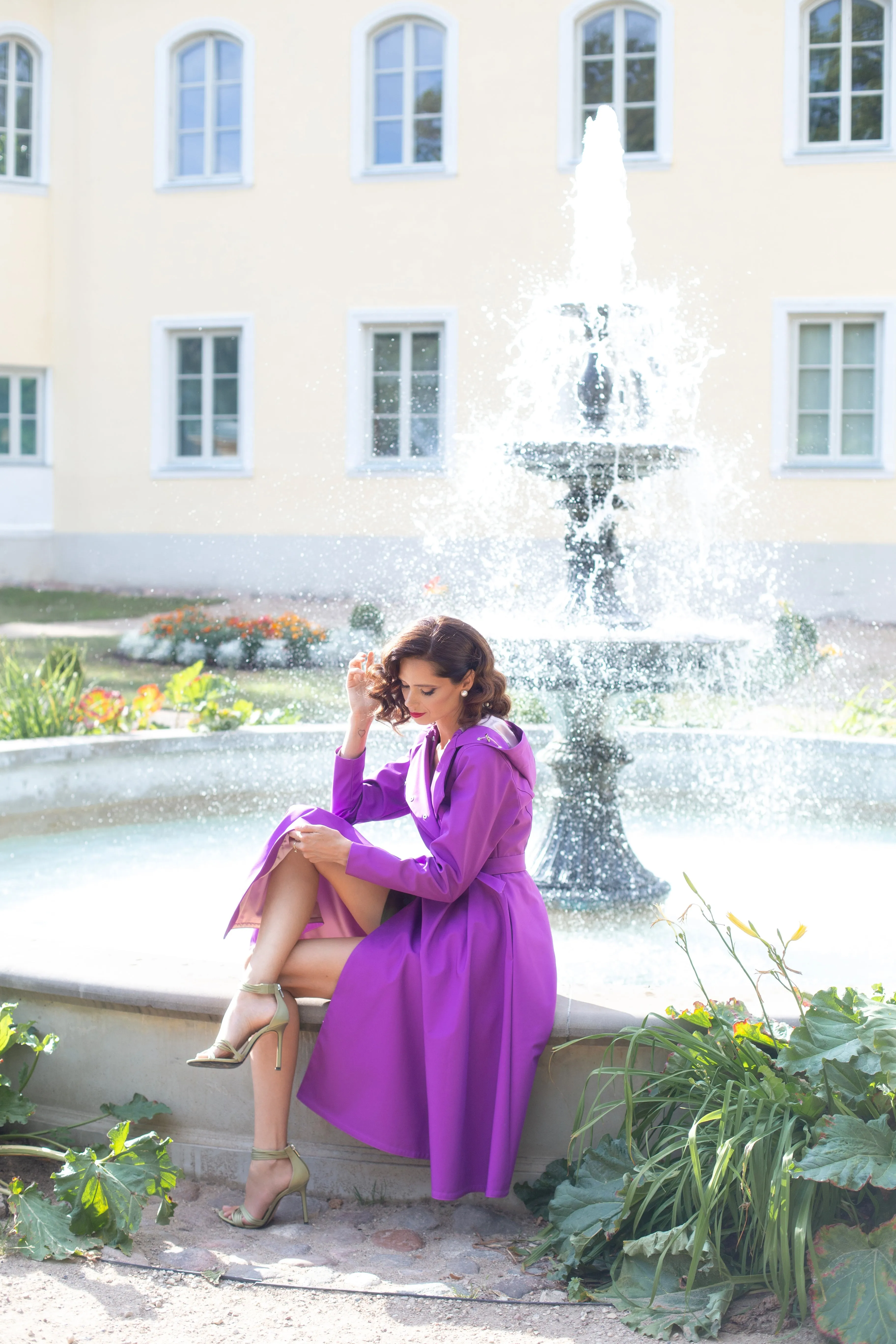 Double Breasted Trench Coat in Fuchsia