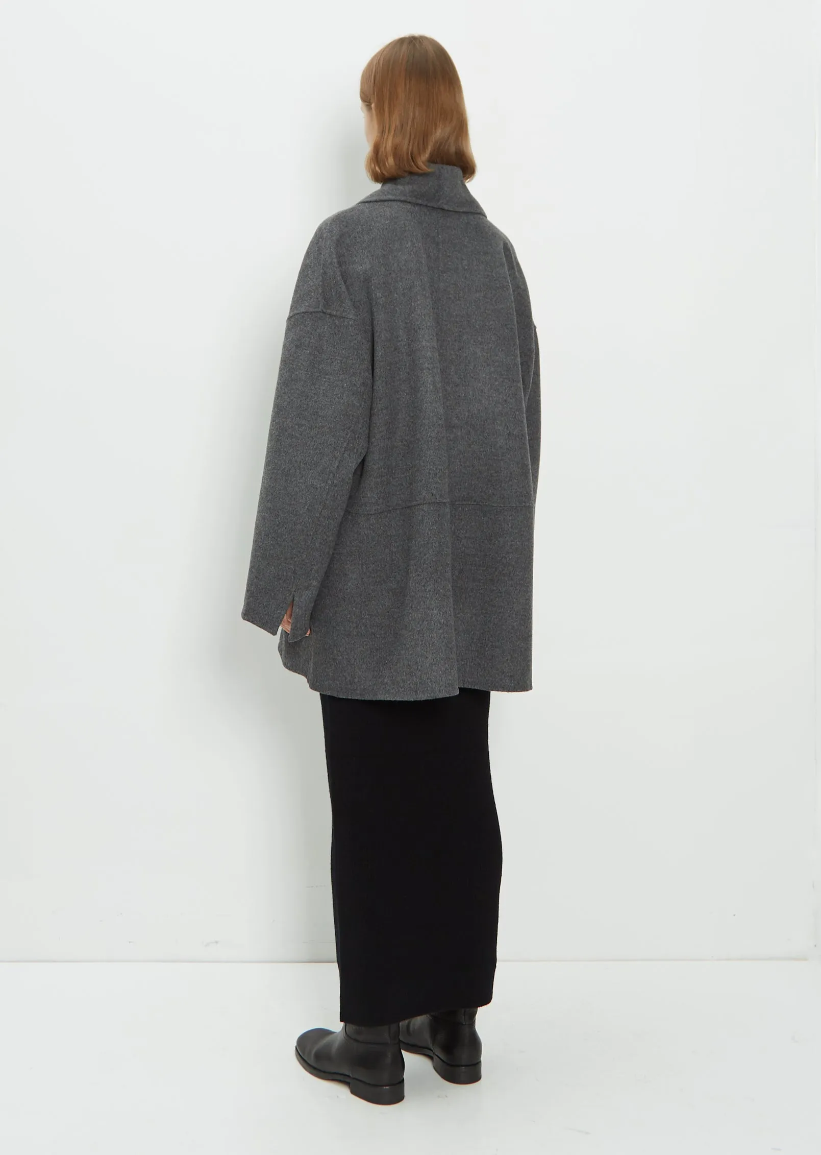 Double Breasted Wool Jacket — Grey Melange