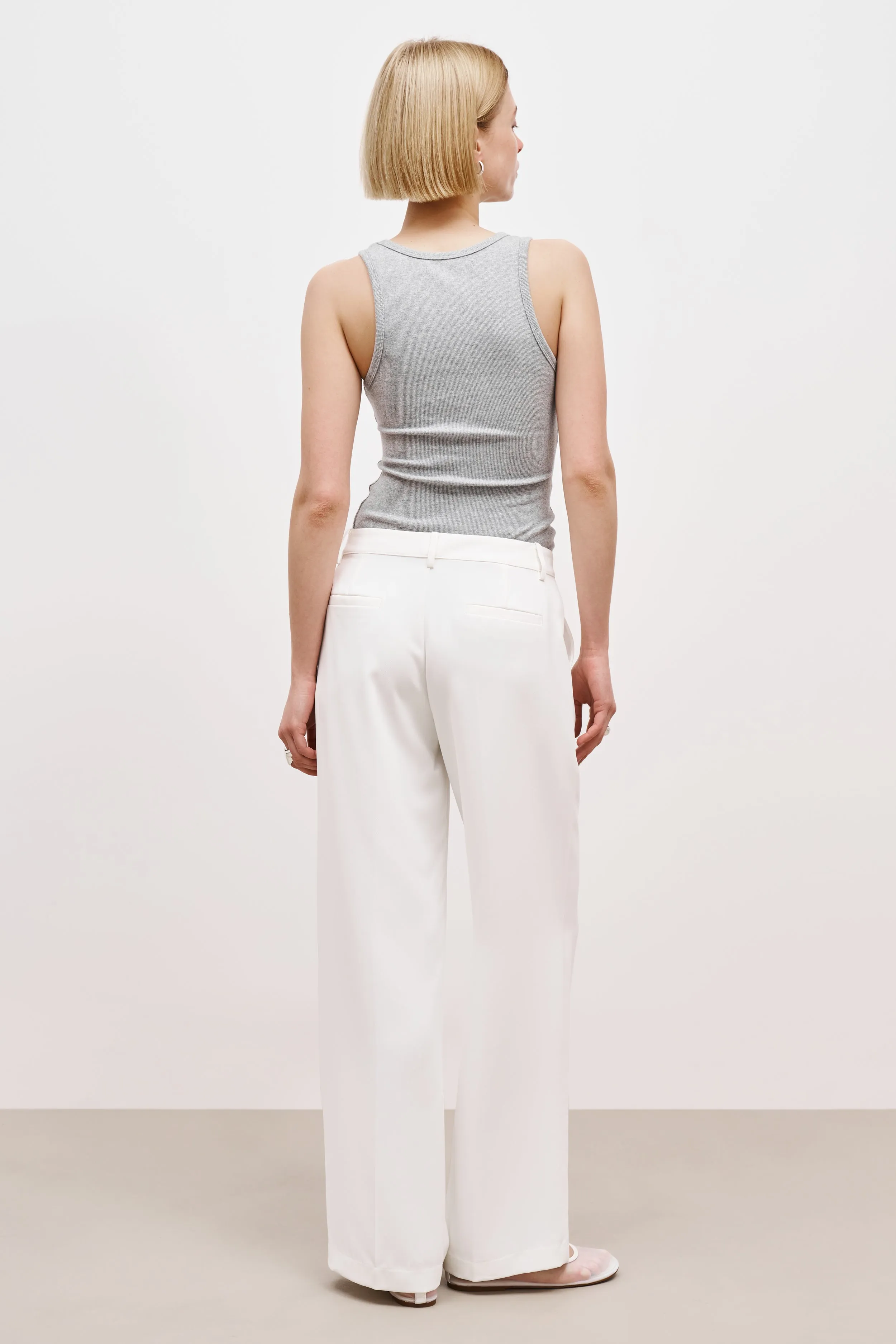 Draped Mid Rise Trousers - White