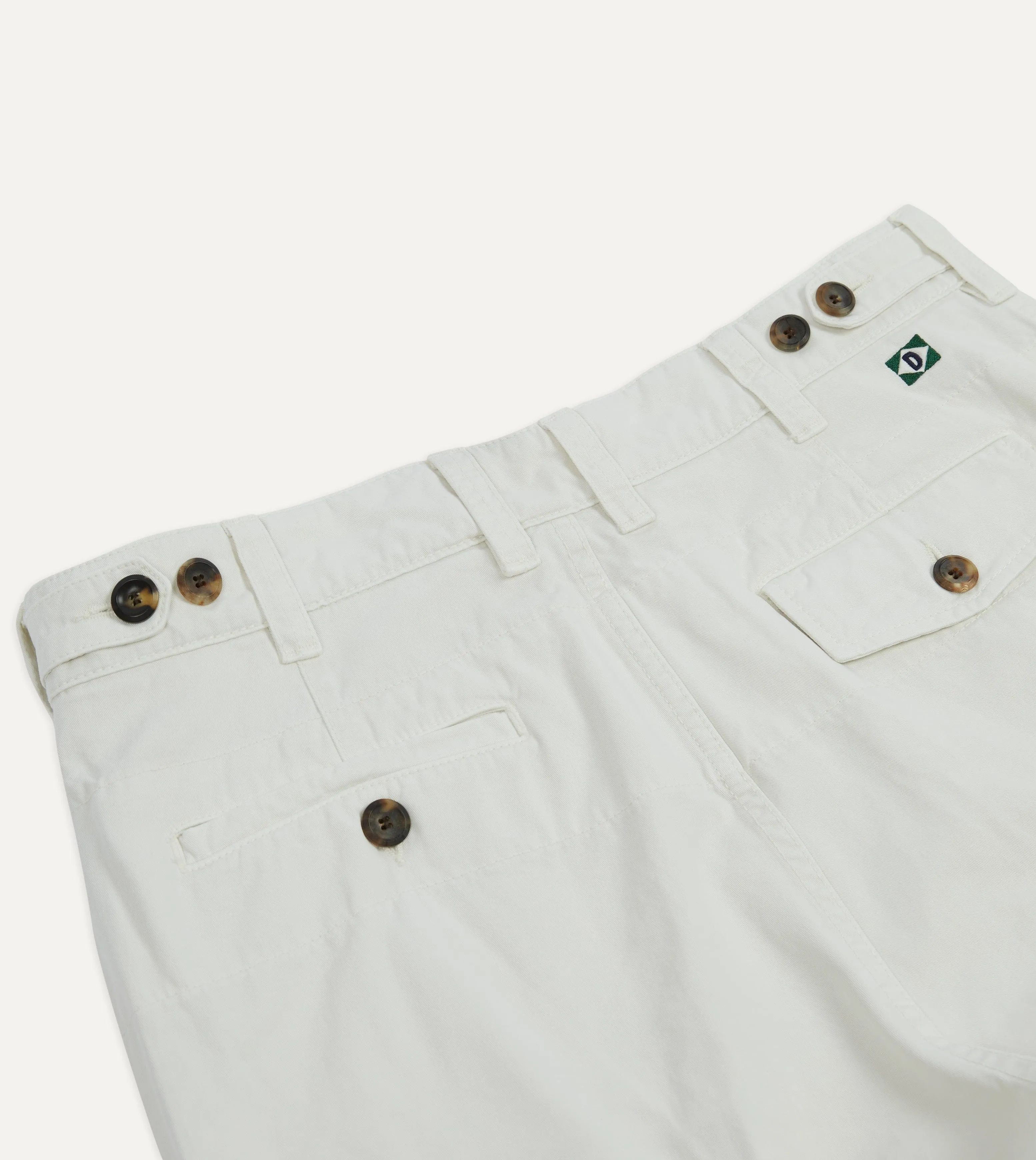 Ecru Cotton Flat Front Chino