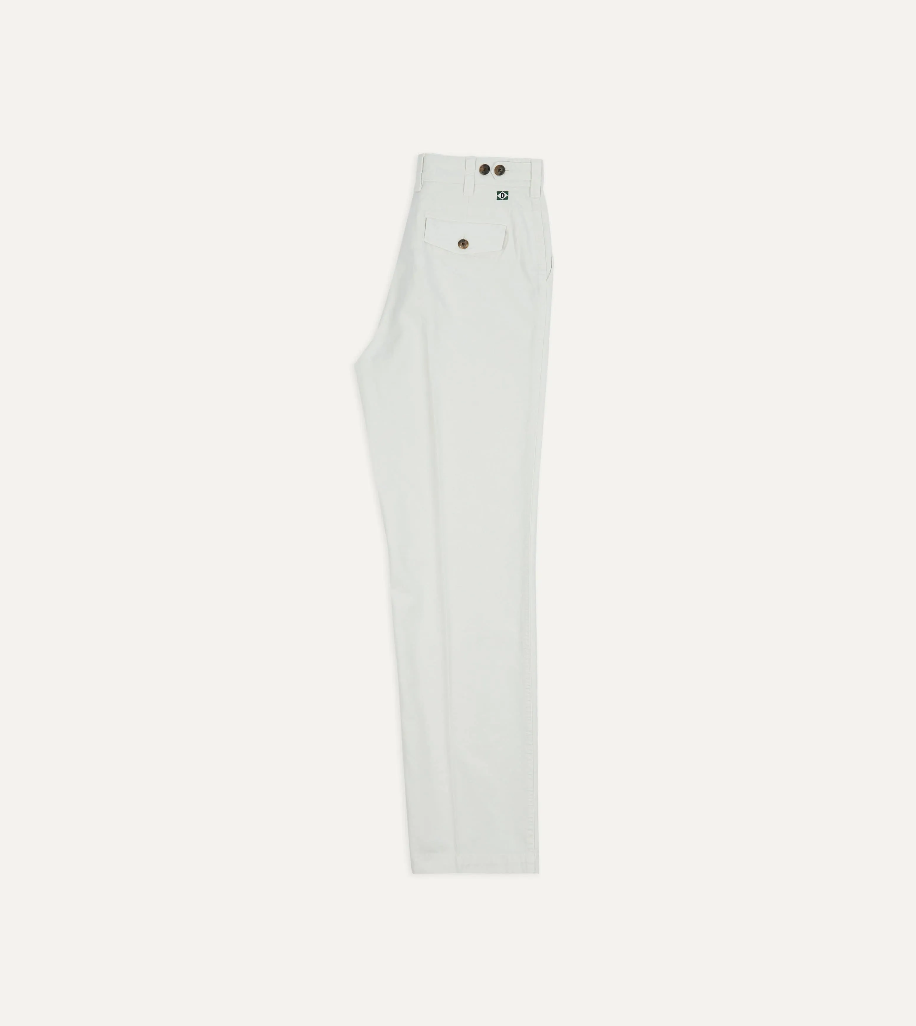 Ecru Cotton Flat Front Chino