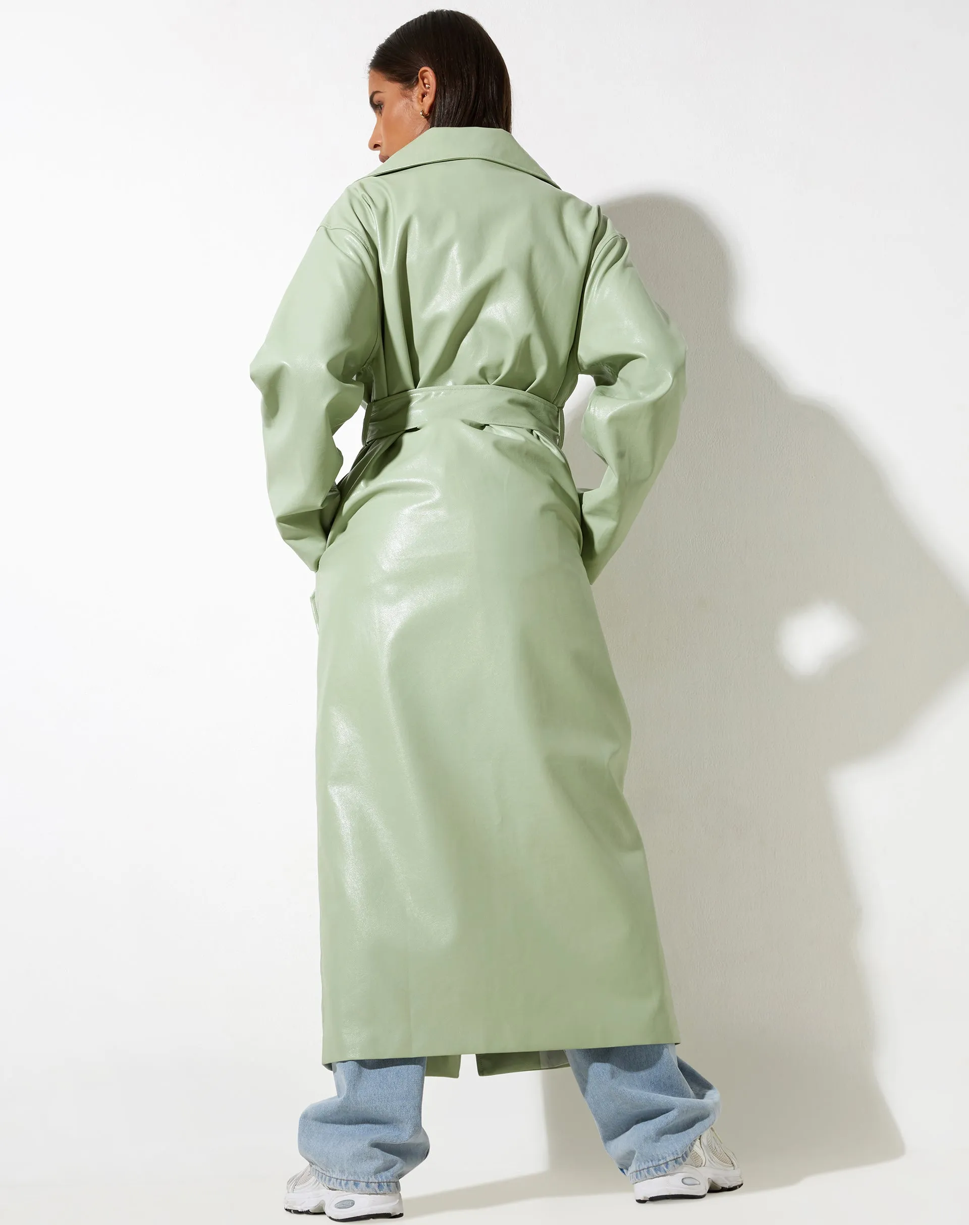 Ejo Trench Coat in PU Mint